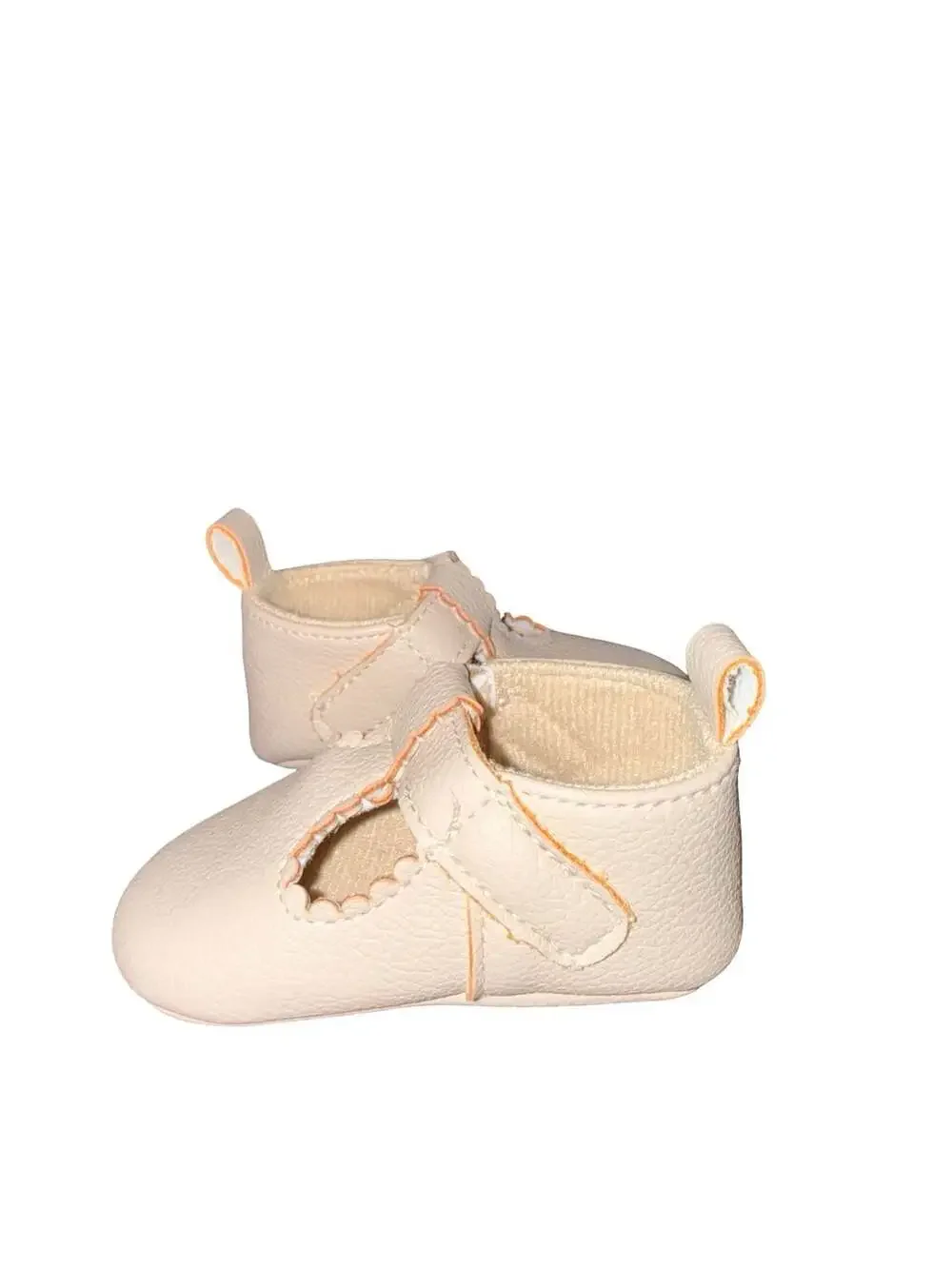First Steps Stepping Stones Scalloped T-Strap Baby Shoes Beige Size 2